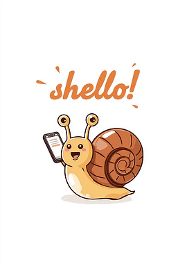 Cute Snail Holding a Smartphone