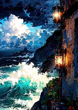 Stormy Seas and Coastal Lanterns