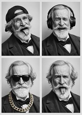 Elderly Man's Playful Expressions