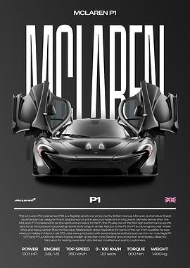 McLaren P1 Supercar Car Poster