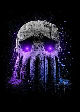 Skull with glowing purple eyes