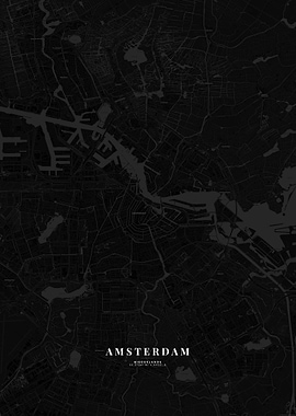 Amsterdam - City Map (Dark Themed)