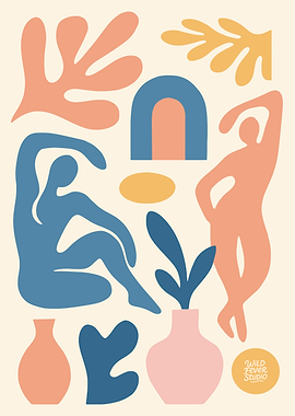 Abstract Matisse-Inspired Figures and Shapes