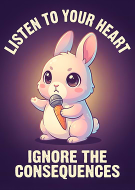 Cute Bunny Singing with Microphone