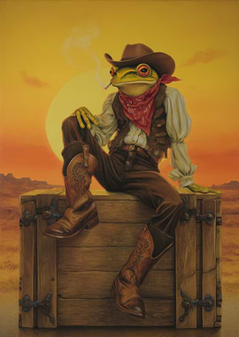 Cowboy Frog Smoking in the Desert