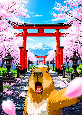 Capybara taking a selfie at Fushimi Inari Shrine
