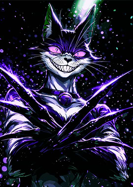 Creepy Cheshire Cat with Glowing Claws
