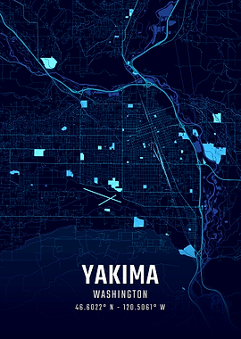Yakima Washington Map Art