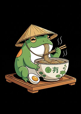 Cute Frog Eating Ramen