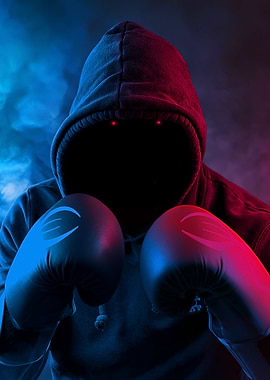 Mysterious Boxer in Neon Light