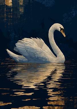 Elegant Swan on Dark Water