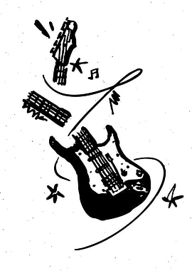 Electric Guitar Sketch with Musical Notes