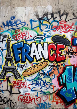 Graffiti of France with Eiffel Tower