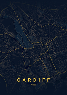 Cardiff Wales Map Art