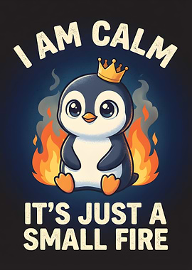 Penguin in a small fire