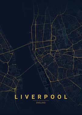 Liverpool England Map Art