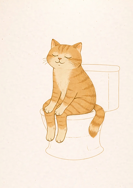 Cat sitting on a toilet