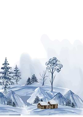 Winter Cabin Landscape