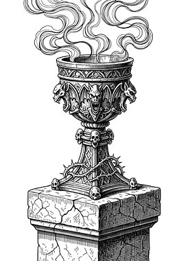 The Cursed Relic (The Artifact) Gothic Chalice with Smoke and Skulls