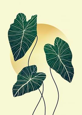 Tropical Leaves on Abstract Background