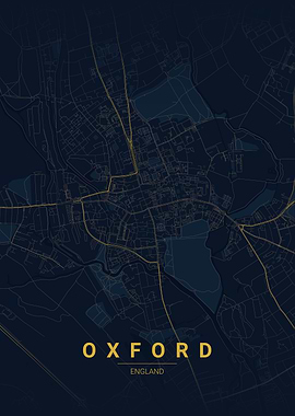 Oxford England Map Poster