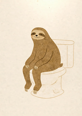 Sloth on Toilet Illustration