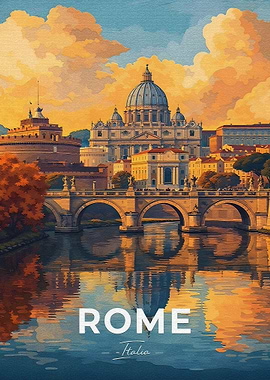 Rome cityscape with St. Peter's Basilica