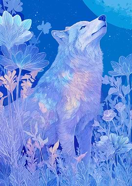 Wolf Howling Under the Moon