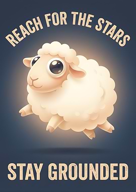 Cute Sheep Reaching for Stars