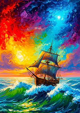 Sailboat on a stormy sea