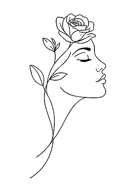 Woman's Profile with Rose