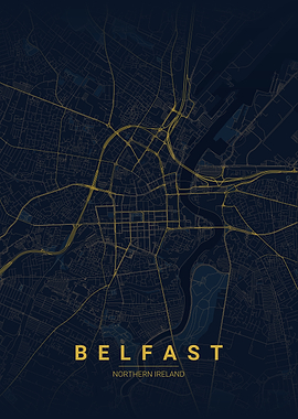 Belfast Northern Ireland Map Art