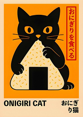 Onigiri Cat Eating Rice Ball