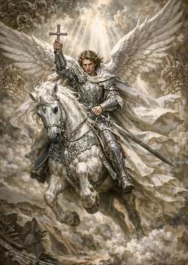 Archangel Michael Divine Warrior on Horseback