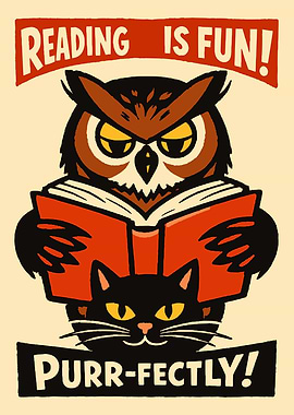 Purrfect Reading Poster Print