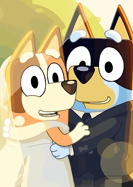 Bluey and Bingo Wedding Portrait