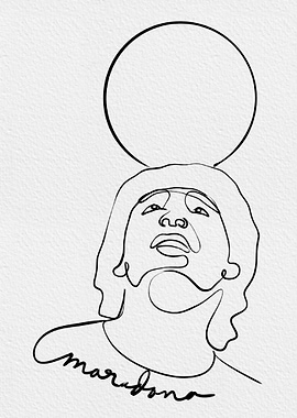 Maradona Line Art with Halo