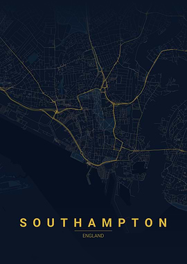 Southampton England Map Poster