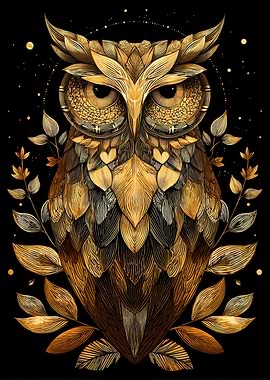 Golden Owl Illustration