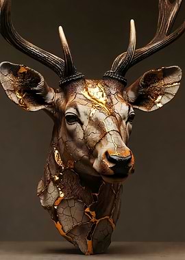 Kintsugi Deer Sculpture