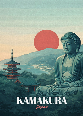 Kamakura Great Buddha Vintage Poster