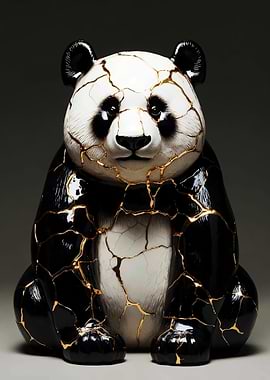 Kintsugi Panda Figurine