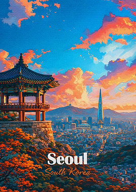 Seoul Cityscape with Traditional Pavilion