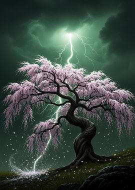 Cherry Blossom Tree Struck by Lightning