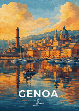 Genoa Italia Harbor Painting