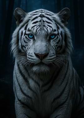 White Tiger with Blue Eyes