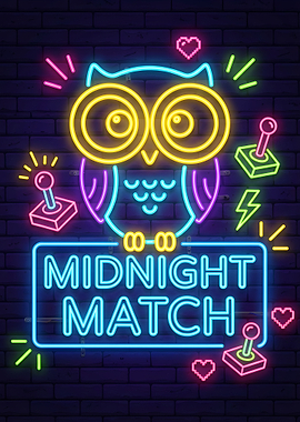 Midnight Match Neon Owl and Joysticks