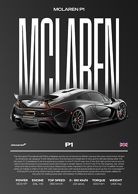 McLaren P1 Supercar Car Poster