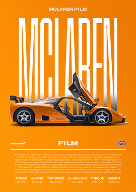 McLaren F1 LM Car Poster
