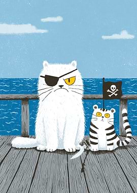 Pirate Cats on a Dock